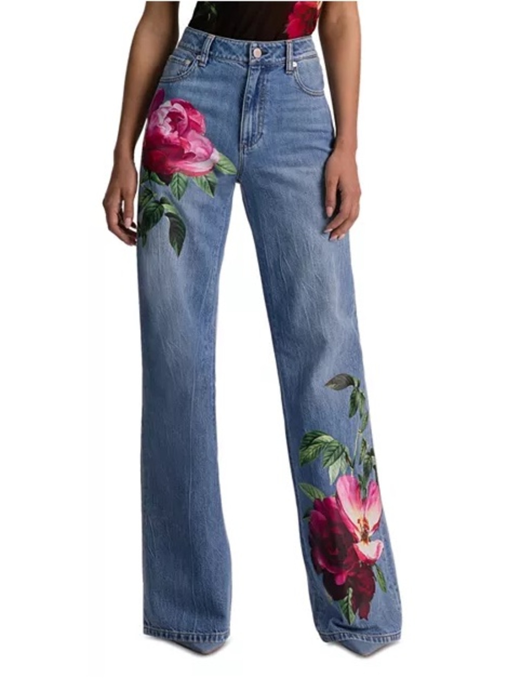 Alice and Olivia Chic Rose Print Jeans